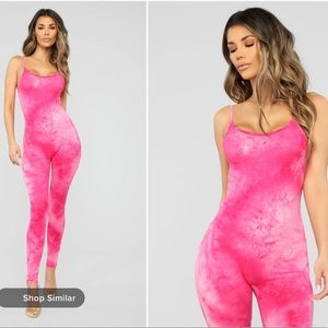 NWT - Fashion Nova - Season Tie Dye Jumpsuit - Hot Pink - Size Small